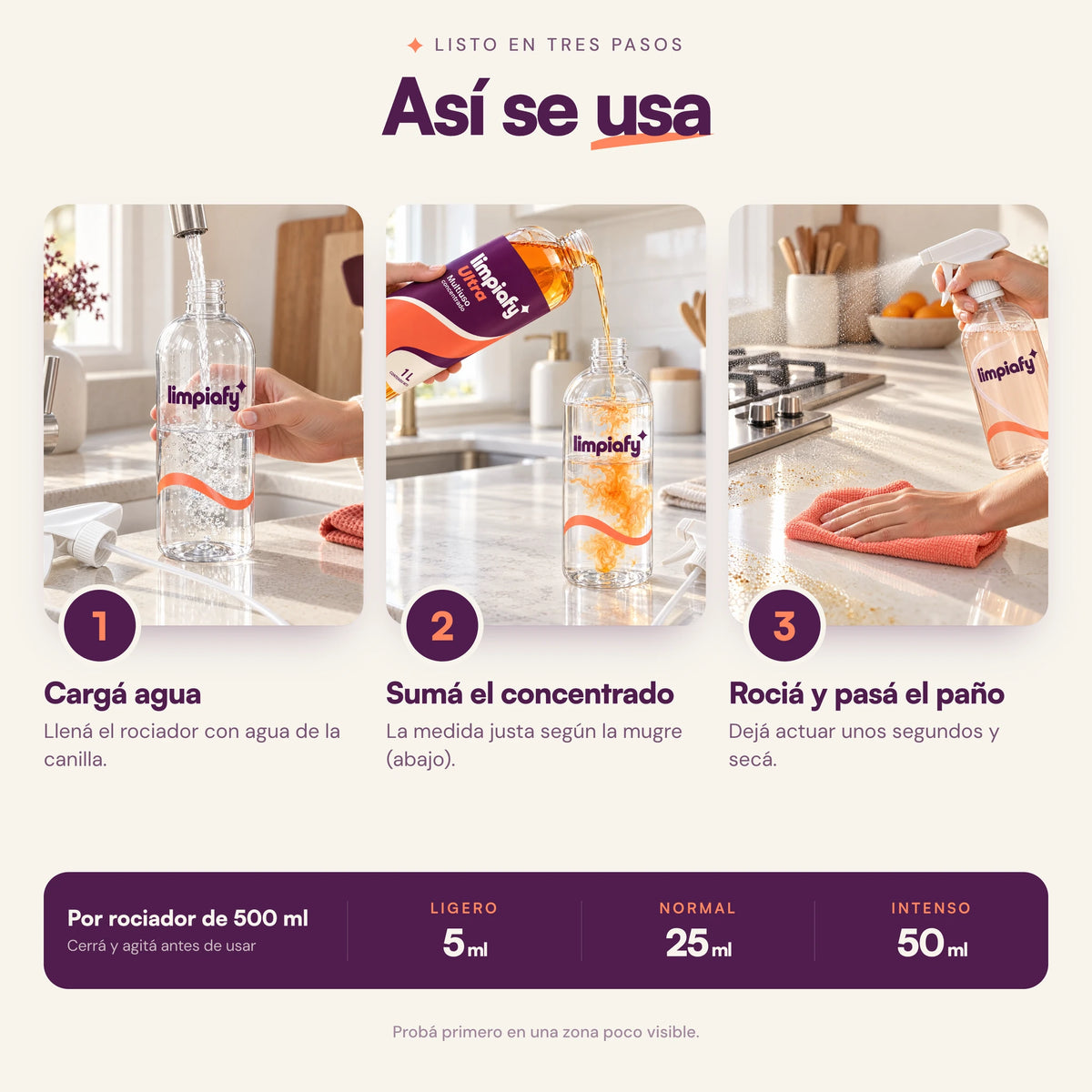 Cómo se usa en tres pasos